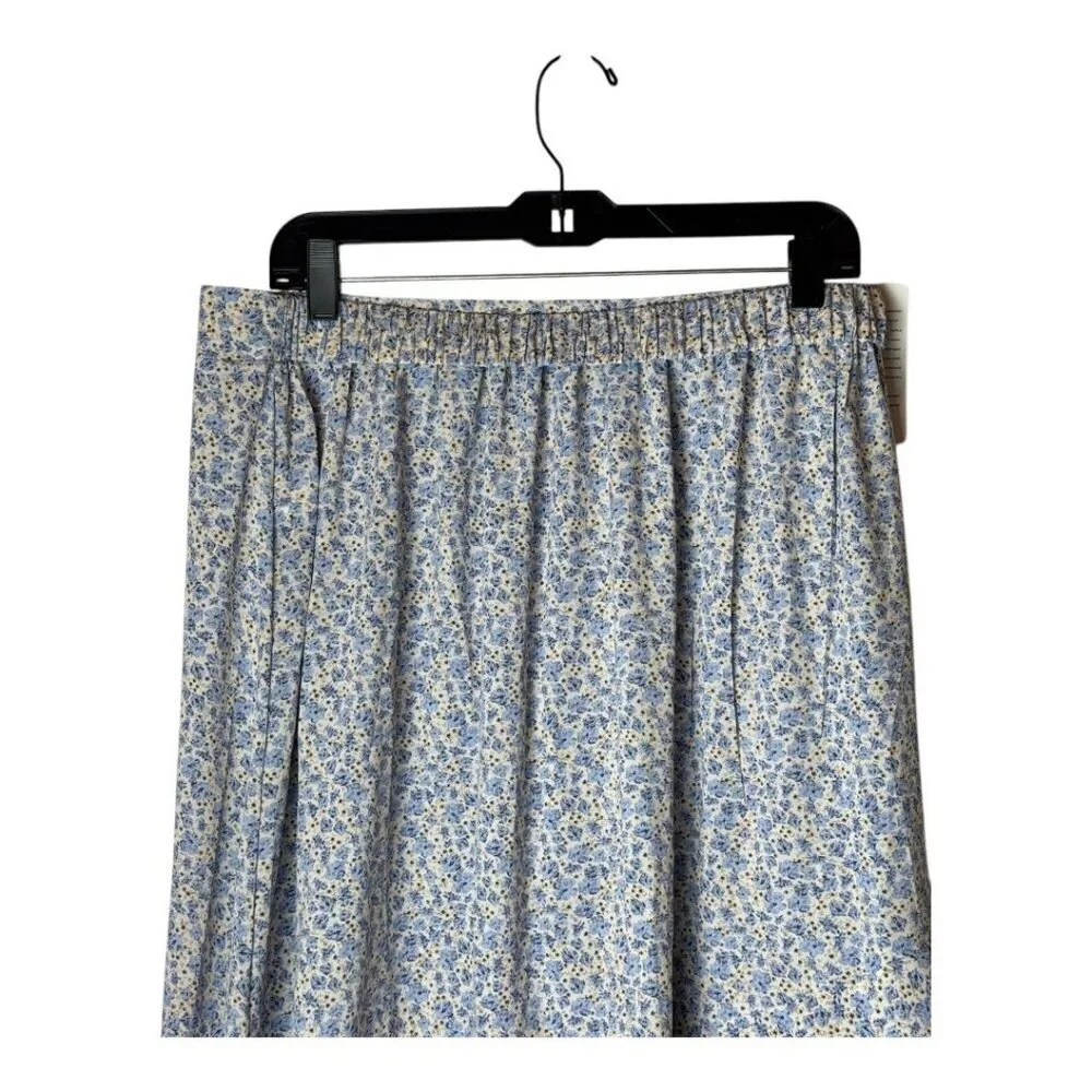 BTFBM Skirt Women XL Blue Floral Print Asymmetric Ruffle Hem Boho Maxi‎ NWT